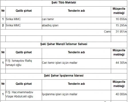 Şəkidə dövlətin tenderlərini KİMLƏR UDUR?