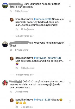 Könül Kərimova onu tənqid edənləri təhqir etdi