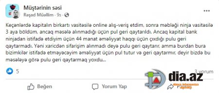 "Kapital Bank"da aldı var... verdi yoxdur...