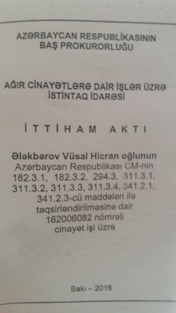 Vüsal Ələkbərov fililal müdirinə: “ya pulu ver, ya da həbsi seç”