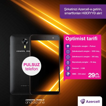 Azercell-dən korporativ müştərilər üçün pulsuz smartfon və sərfəli tarif