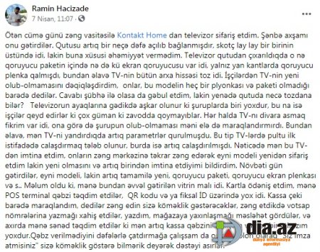 "Kontakt Home"da müştəriləri belə aldadırlar...