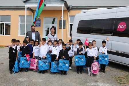 “Nar” Tərtər və Füzuli məktəbinin birincilərini məktəb ləvazimatları ilə təmin edib