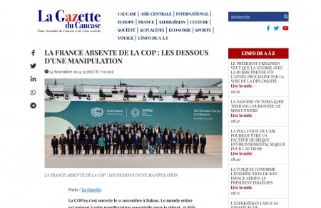 “La Gazette du Caucase” fransız siyasətçilərini COP29 ilə bağlı ermənipərəst mövqeyinə görə qınayıb